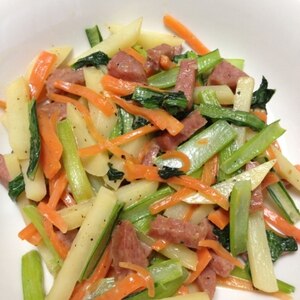 じゃがとスパムの野菜炒め